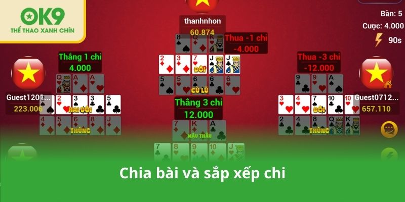 Chia bài và sắp xếp chi